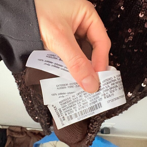 Zara Festive Sequin Halter Maxi Dress Brown NWT Size Small - Picture 12 of 12